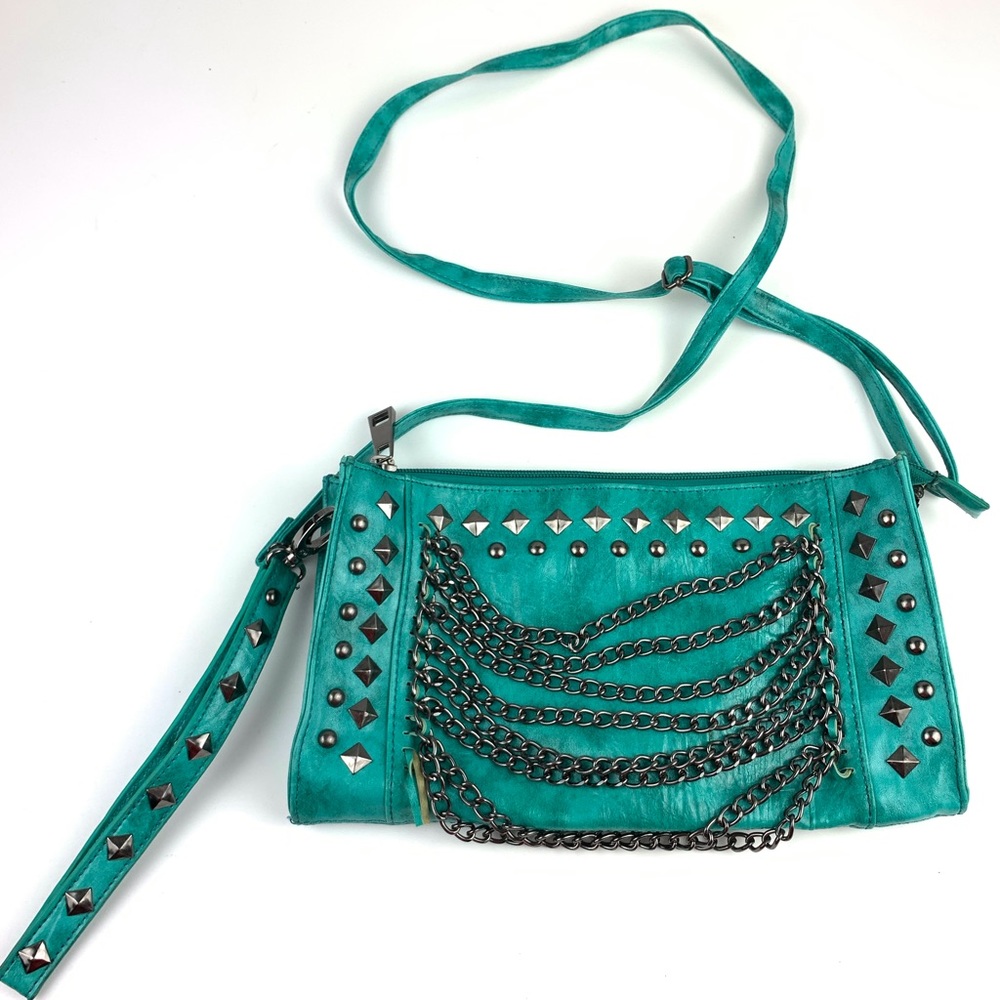 Revolution Green Studded Crossbody Bag Chain Purse